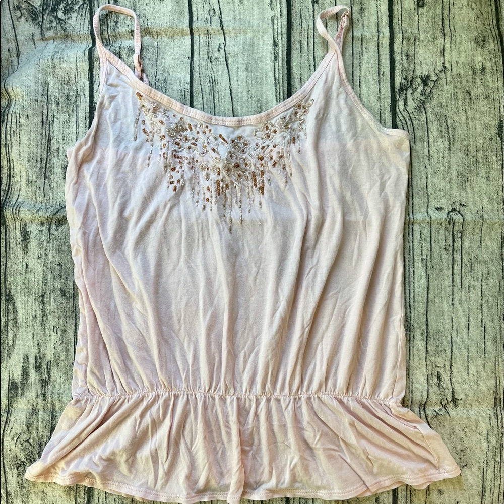 Tank with beaded detail